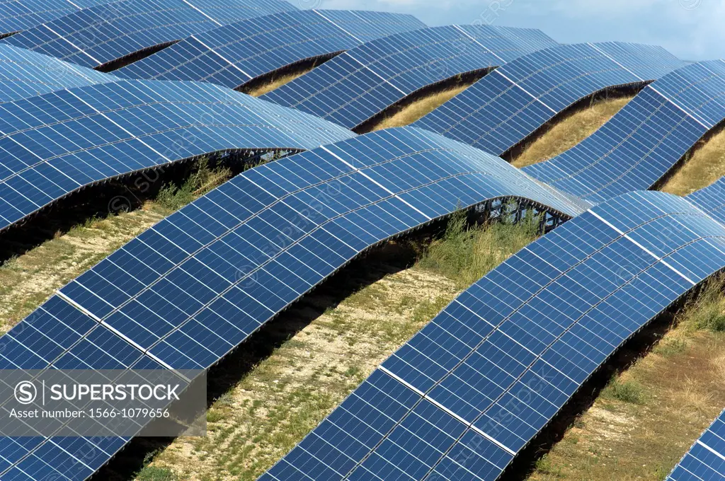 Europe, France, Alpes de Haute Provence region Puimichel, the Mees Solar Farm, solar panels