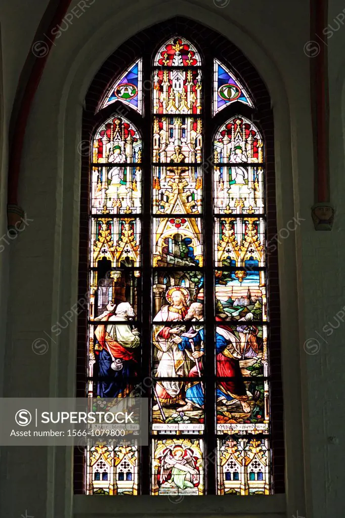 Window of a church, Lueneburg, Lower Saxonia, Germany, Europe