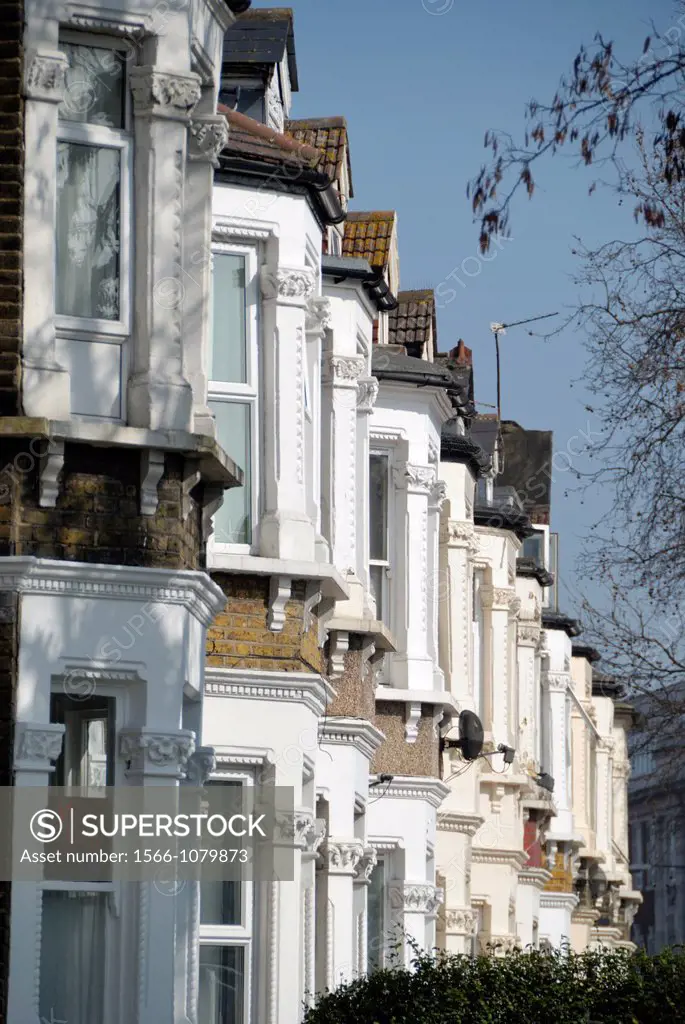 Victorian terraced houses, Stratford, London, England