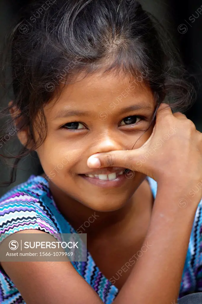 Portrait of a little girl at Maldivian village, Maldives