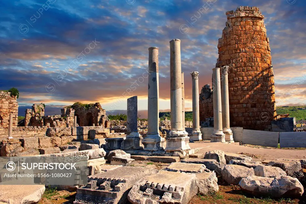 Ruins of the Hellenistic Gate towers of Perge  Perge Perga archaeological site, Turkey