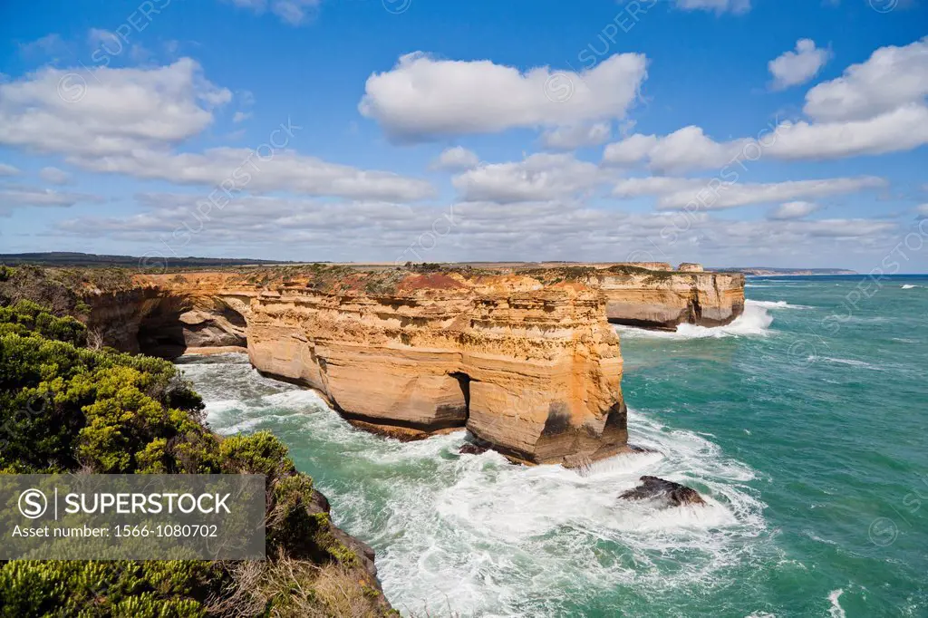 The coastline near Loch Ard Gorge, view towards Elephant Rock, Great Ocean Road, Australia The Loch Ard was a three-masted clipper wrecked in 1878 at ...