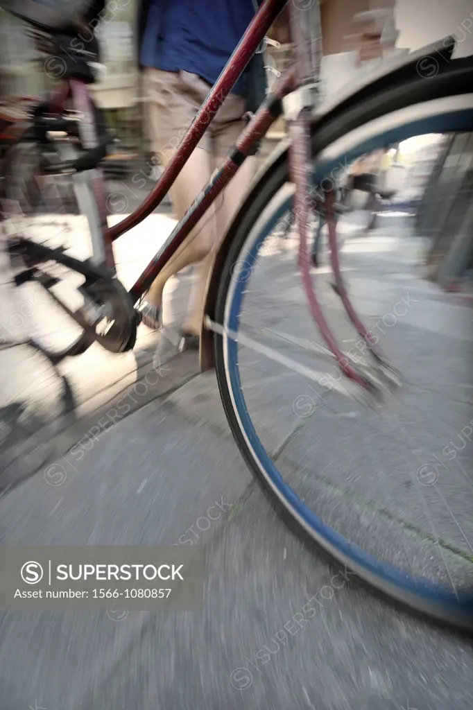 Bicycle in motion, Amsterdam, Netherland