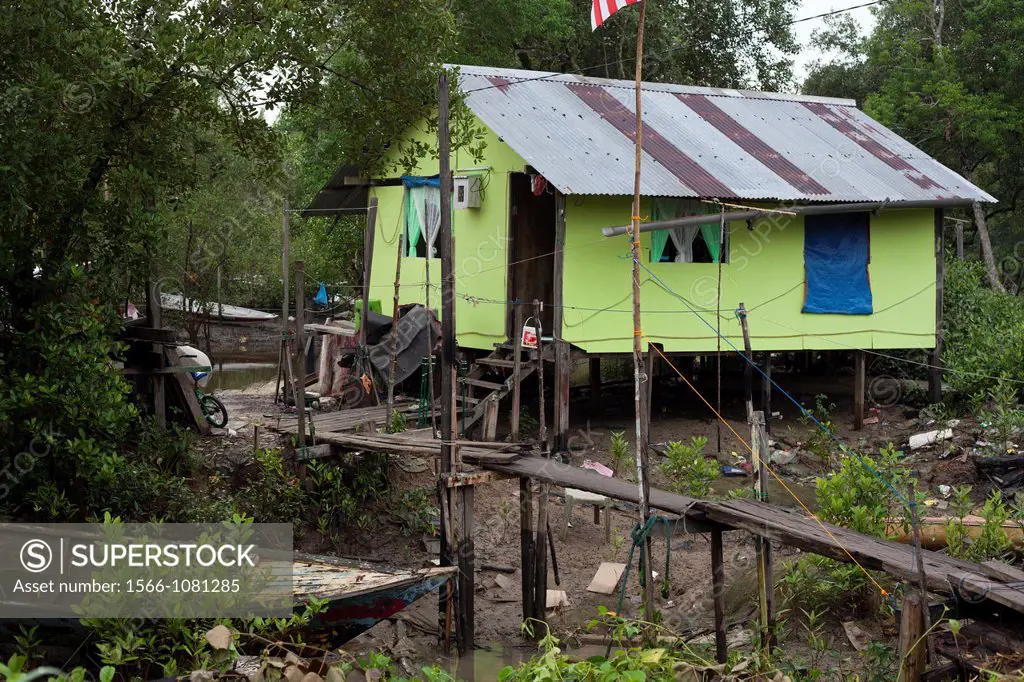 A traditional Malay house at Buntal Fishing Village, Sarawak, Malaysia.