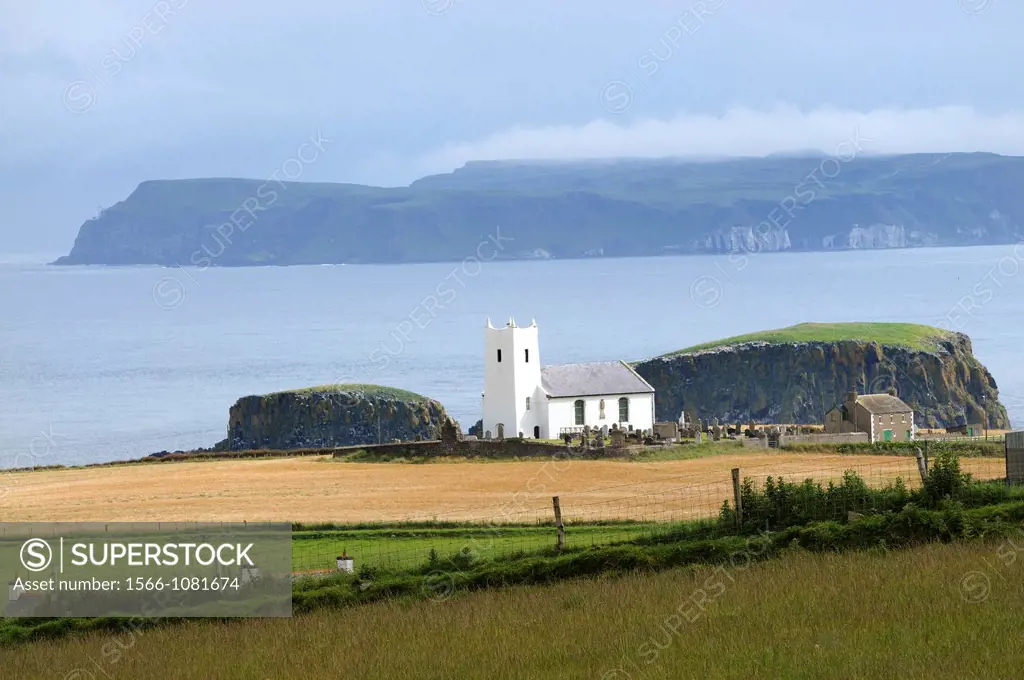 United Kingdom, Northern Ireland, Antrim coast, Ballintoy, The church