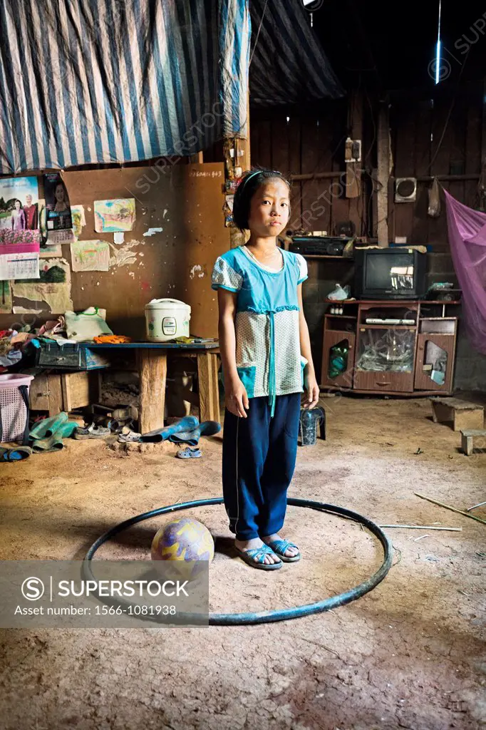 Girl, Hmong hill tribe ´also called Meo´, Kiw Kran village near Chiang Khong, Chiang Rai Province, Thailand.