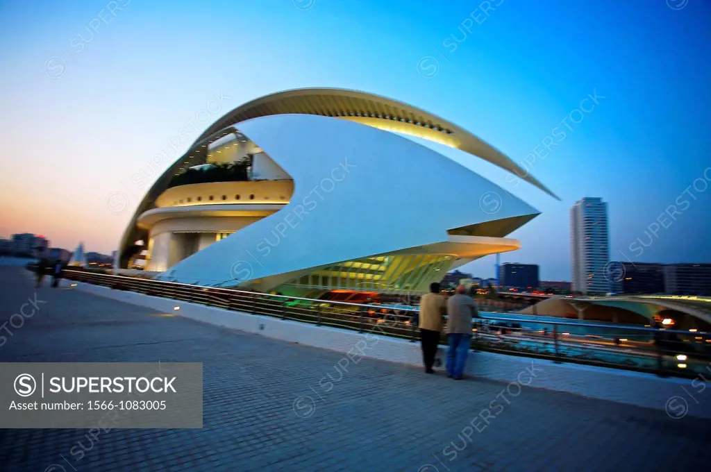 Palacio de las Artes Reina Sofia, City of Arts and Sciences by Santiago Calatrava  Valencia  Comunidad Valenciana, Spain.