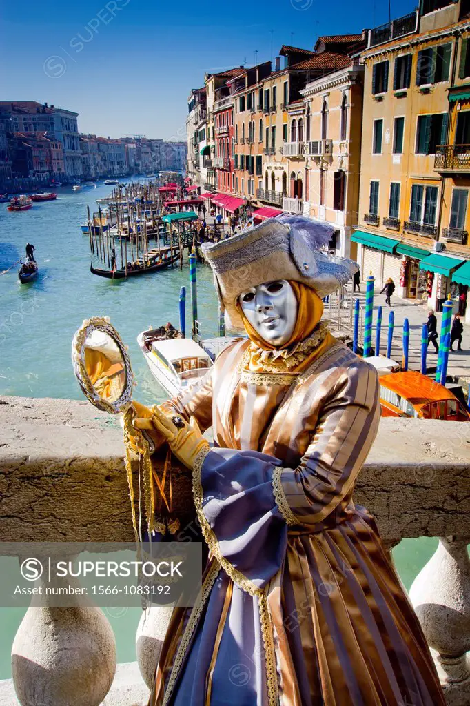 woman with fancy dress in Carnival of Venice  Venice, Italy