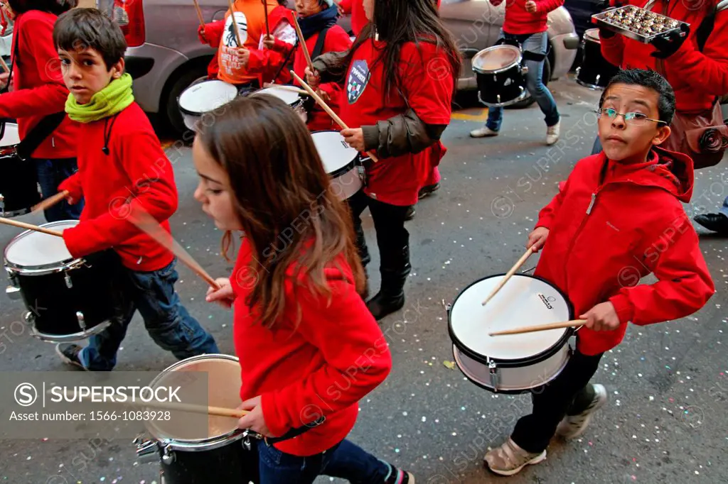 children´s percussion group, Santa Eulalia´12 celebration, Barcelona, Catalonia, Spain