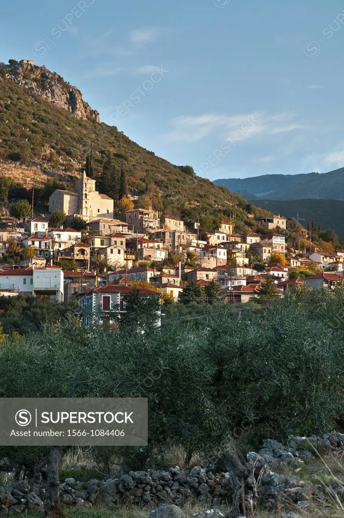 Early morning at the village of Prosilio in The Outer Mani, Southern Peloponnese, Greece