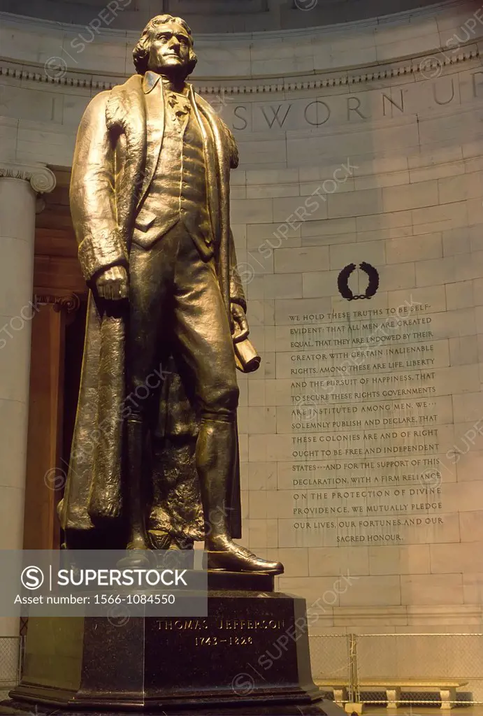 Interior view of Jefferson Statue at the Jefferson Memorial in Washington DC