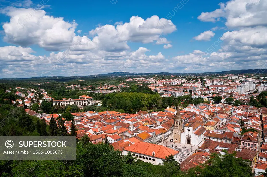 Aerial view of Tomar city in Santarém district in Portugal