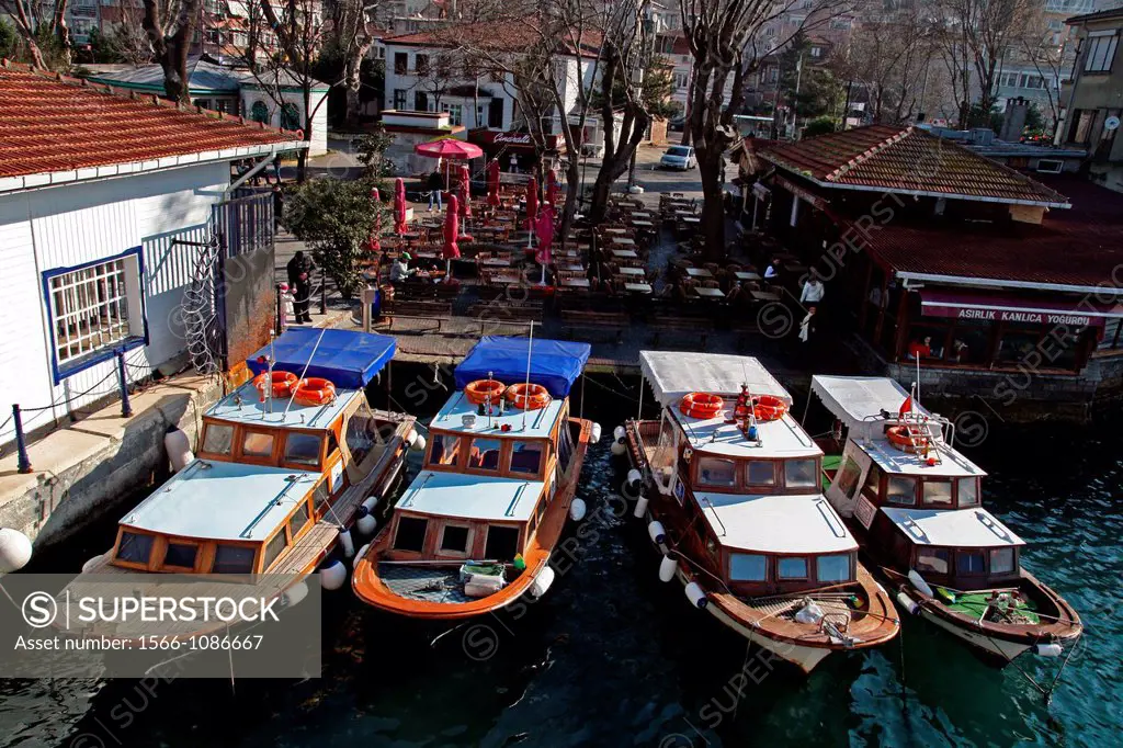 pier, Bosphorus strait, Yenikoy, Turkey.