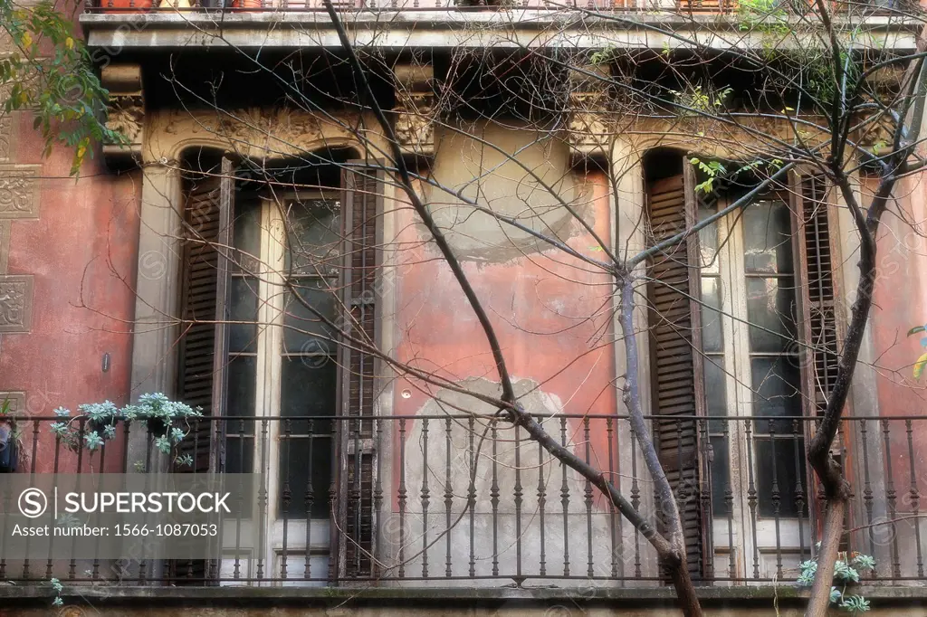 Old building, Gracia Quarter, Barcelona, Catalonia, Spain