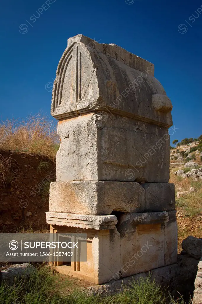 Lycian tomb  Patara ruins  Antalya province  Mediterranean coast  Turkey