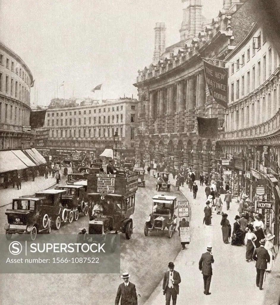 Regent Street, London, England in 1912  From The Story of 25 Eventful Years in Pictures, published 1935