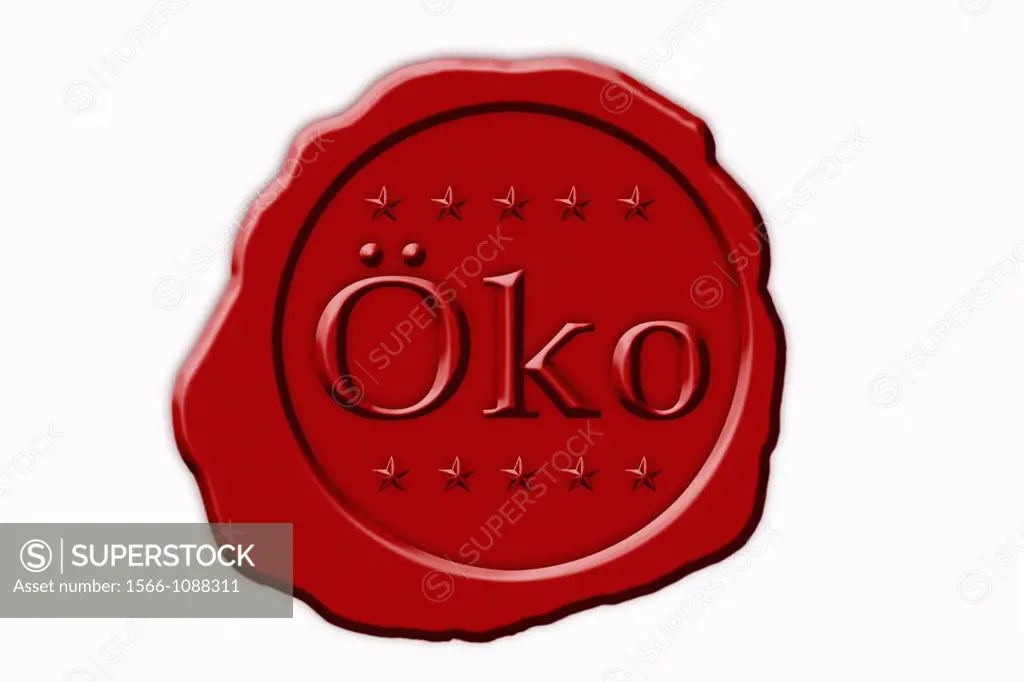 Detail photo of a red seal with the German inscription Eco Oeko