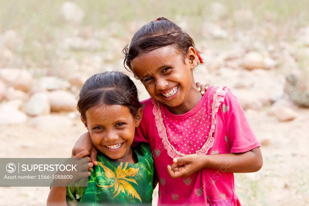 Girls, Delisha beach, Socotra island, listed as World Heritage by UNESCO, Hadhramaut governatorate, Yemen