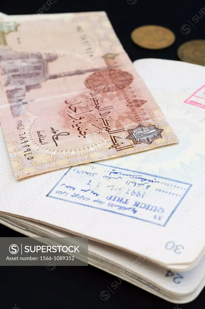 Passport and Egyptian Banknote