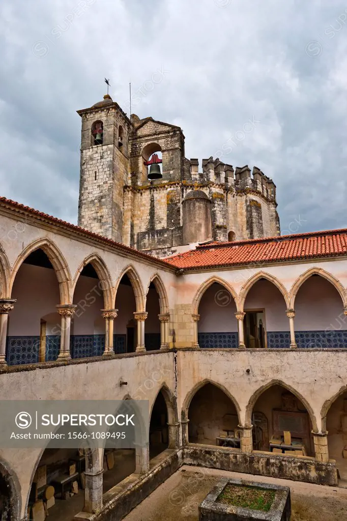 Washing cloister and Round Church of Convent of the Order of Christ in Tomar Portugal