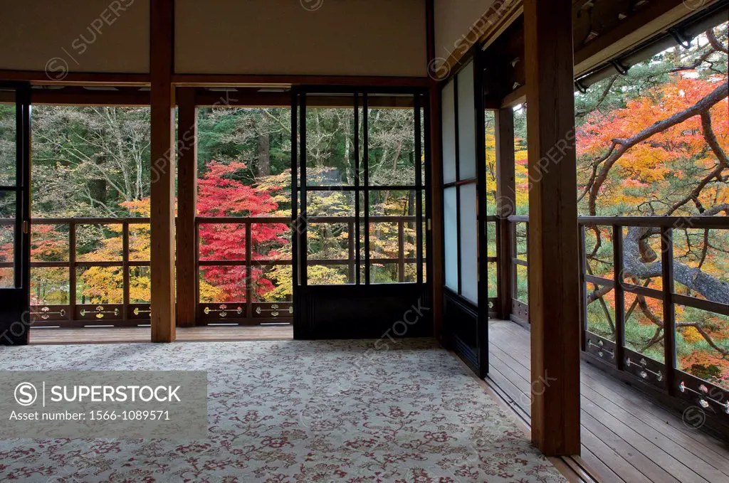 View of the garden from Tamozawa imperial villa in Nikko, Japan