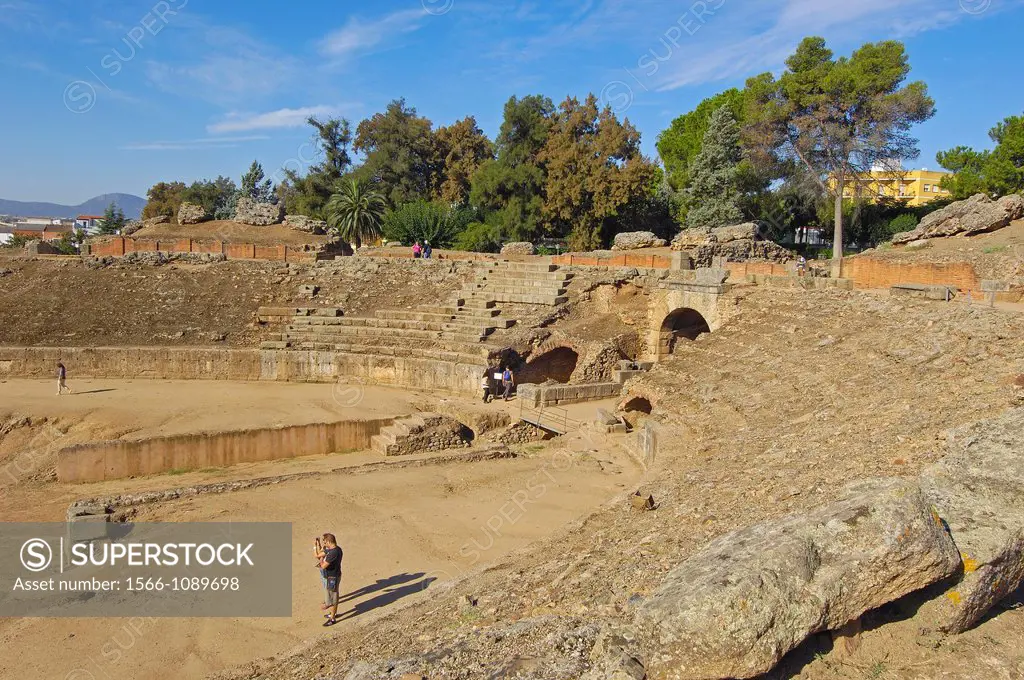 Roman amphitheatre, Mérida, UNESCO World Heritage site, Badajoz province, Extremadura, Ruta de la Plata, Spain, Europe