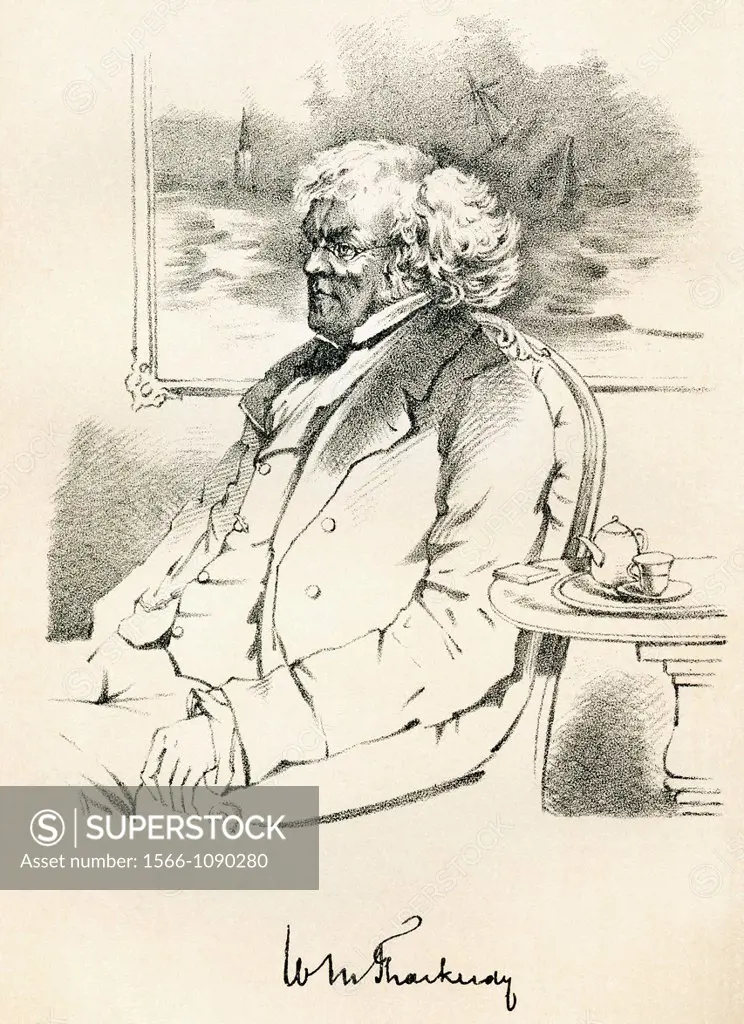 William Makepeace Thackeray, 1811-1863  English novelist  From The Maclise Portrait Gallery, published 1898