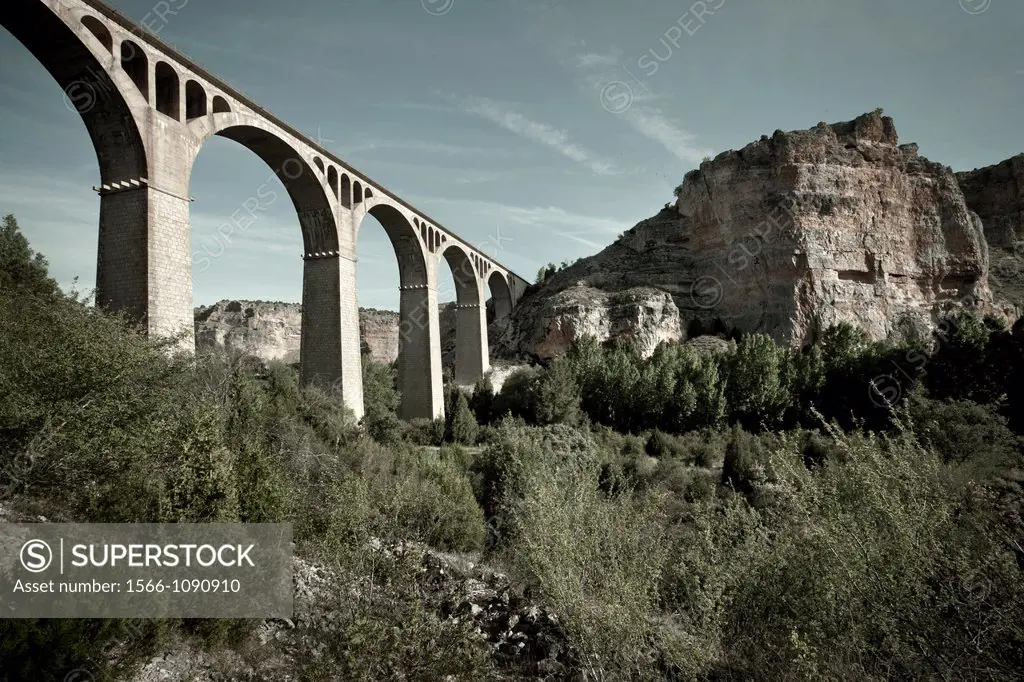Riaza railway bridge  Riaza  Segovia  Castilla y León  Spain  Europe