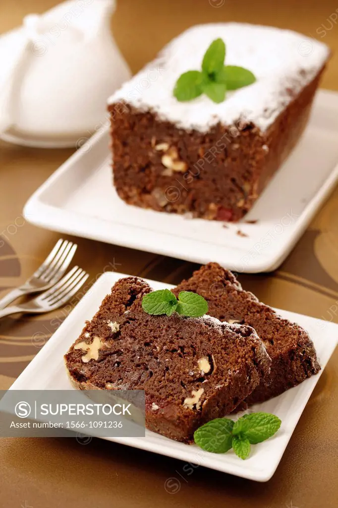 Chocolate plumcake with fruit and nuts