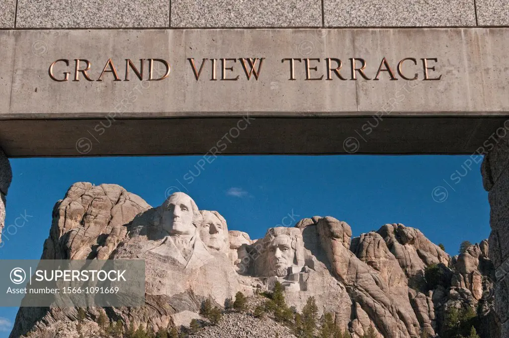 Mount Rushmore National Memorial from Grand View Terrace, South Dakota, USA