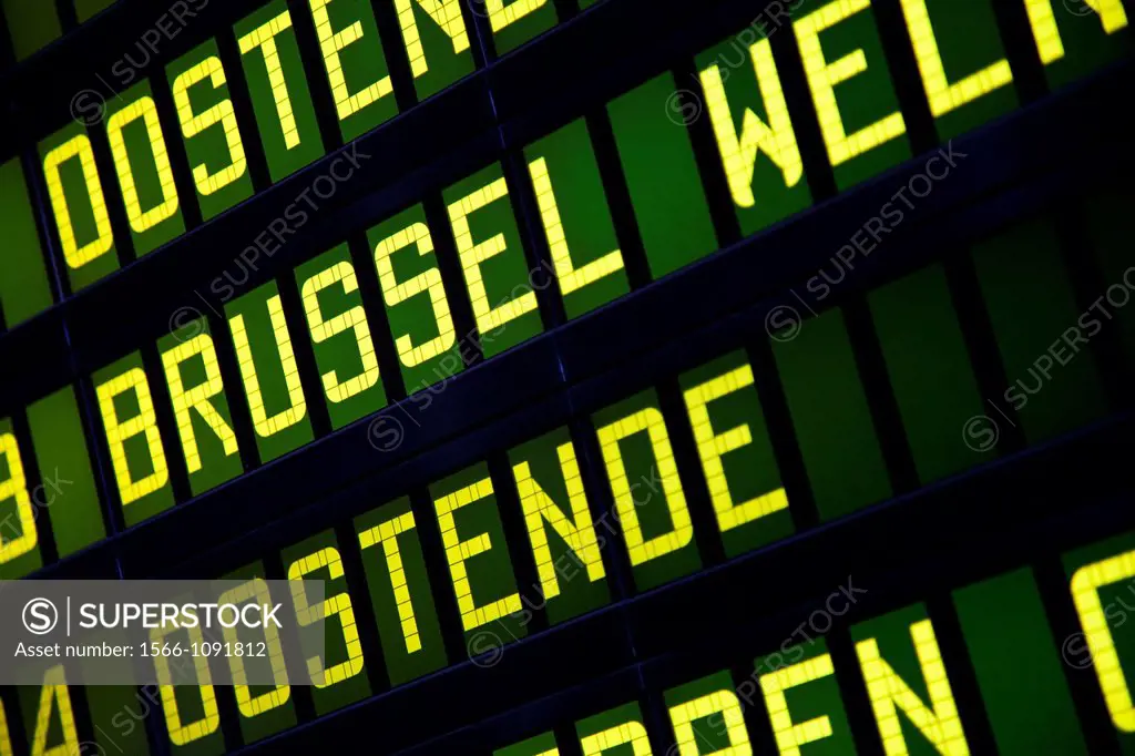 Train schedule in the area of Flanders, Belgium