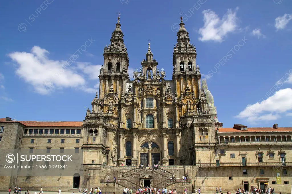 Santiago de Compostela Spain  Obradoiro facade and square in the city of Santiago de Compostela