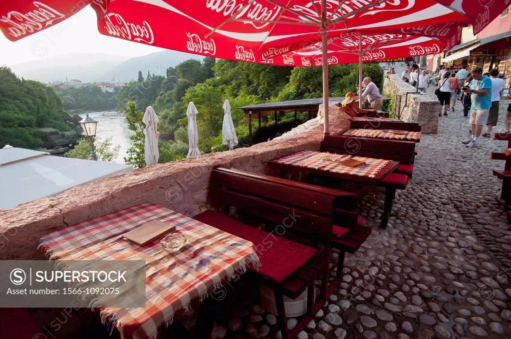 Neretva river from a restaurant Mostar Bosnia- Herzegovina Balkans Europe