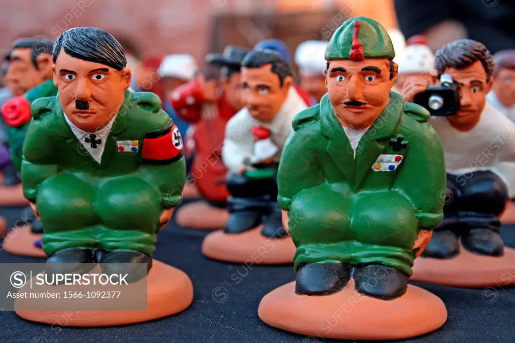 caganers, Hitler and Mussolini figures.