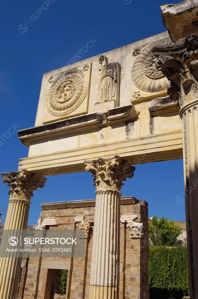 Porch Forum, Roman forum of Emerita Augusta, Merida, Badajoz province, Extremadura, Spain