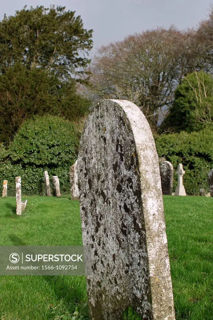 Headstone in an old graveyard, near Tubber village, County Offaly, Ireland.