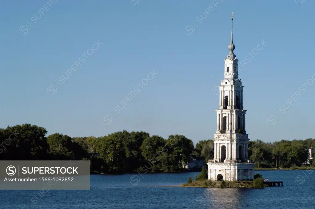 Russia, Kalyazin, The Belfry of St  Nicholas Church, Flooded in 1940 after construction of the Uglich Reservoir on the Volga River