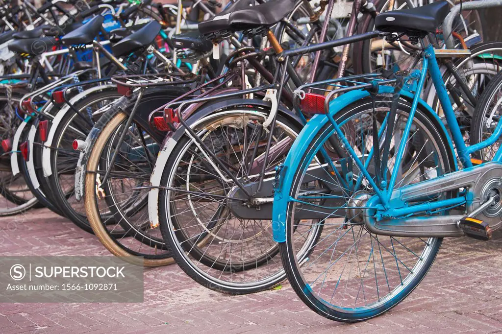 Bicycle parking in Amsterdam, North Holland, Netherlands, Europe