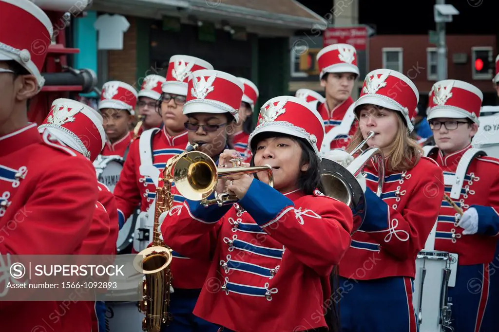 IS 318 marching band in the annual Three Kings Day Parade in the Bushwick neighborhood of Brooklyn on Sunday, January 8, 2012 Neighborhood school chil...