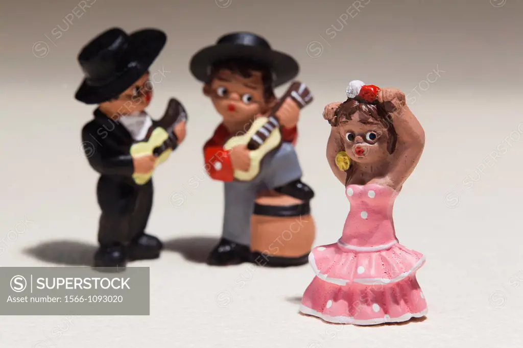 Spain, Madrid, souvenir miniature figures of Spanish musicians and dancers
