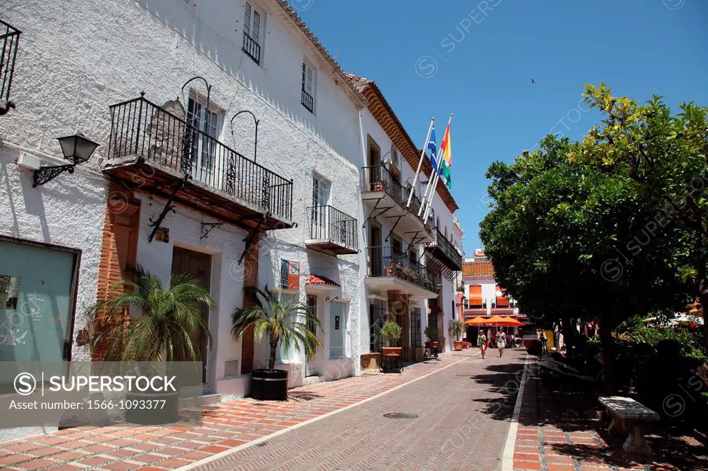 Panoramic view of downtown Marbella, Spain, Europe