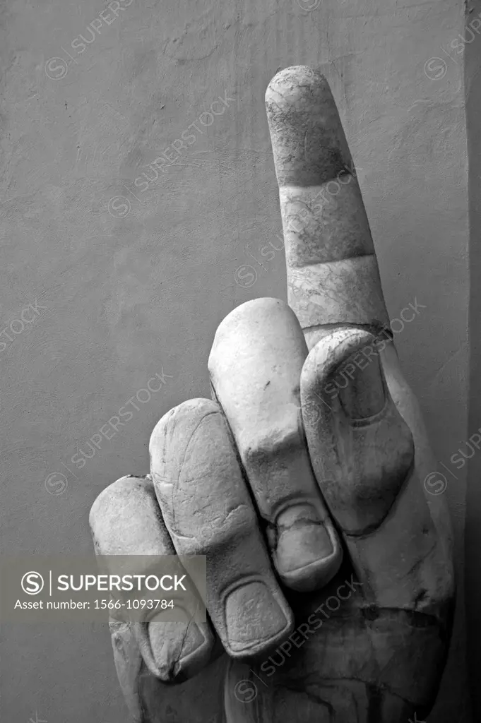 Hand of Constantine statue in the Capitoline Museums, Rome, Italy, Europe.