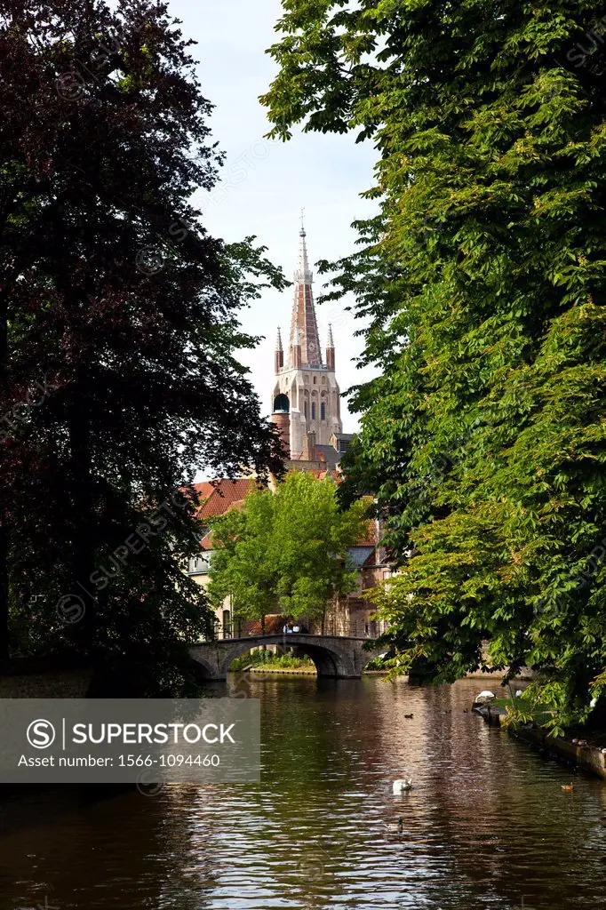 Minnewater canal, Bruges, Flanders, Belgium