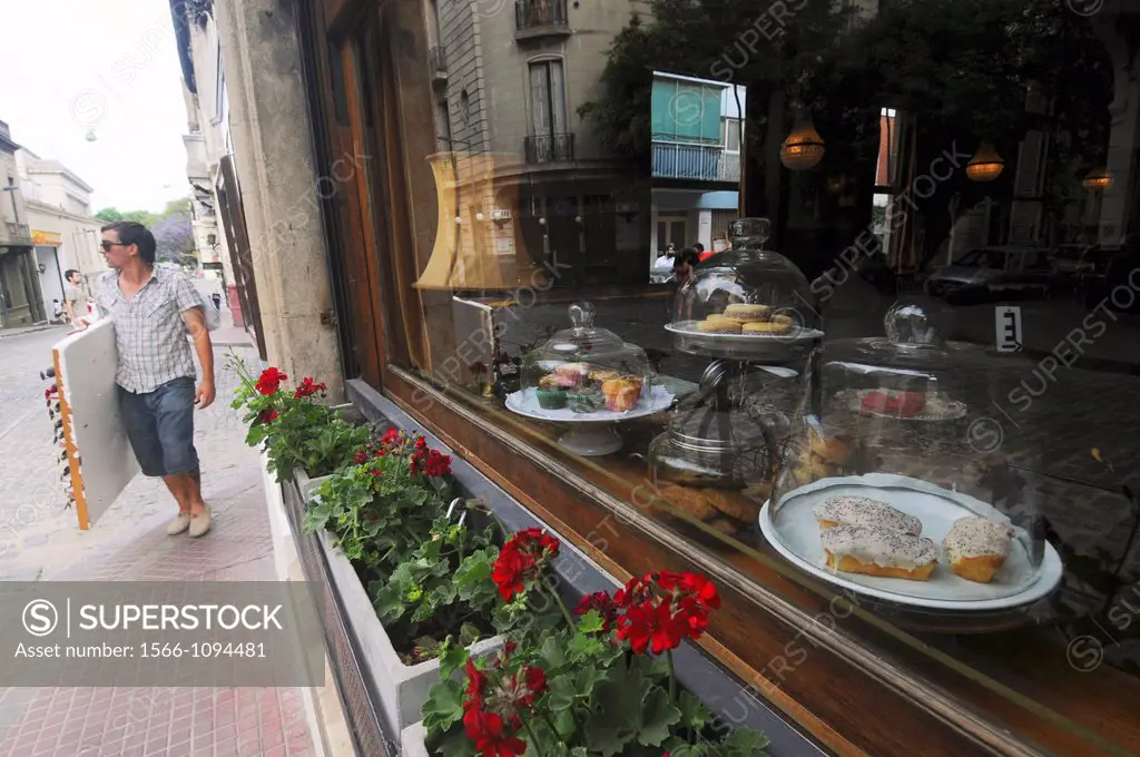 Cakes in cafe window, San Temo, Buenos Aires, Argentina
