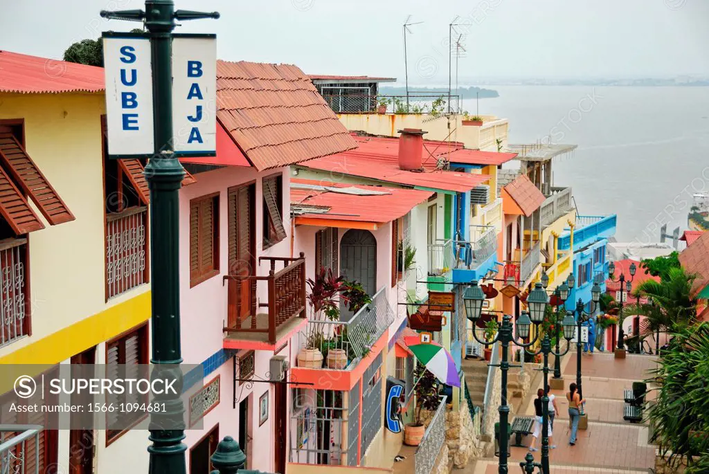 Colorful houses on Cerro Santa Ana, Guayaquil, Ecuador