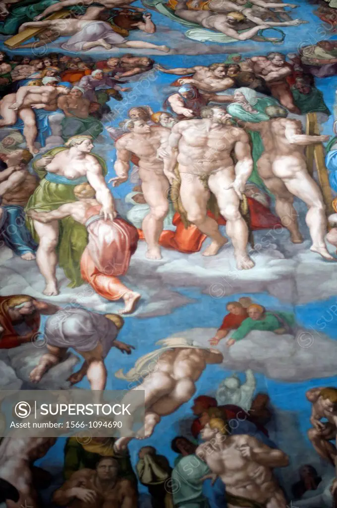 details of Michelangelo´s fresco The Last Judgement, Sistine Chapel, Vatican Museum, Rome, Italy