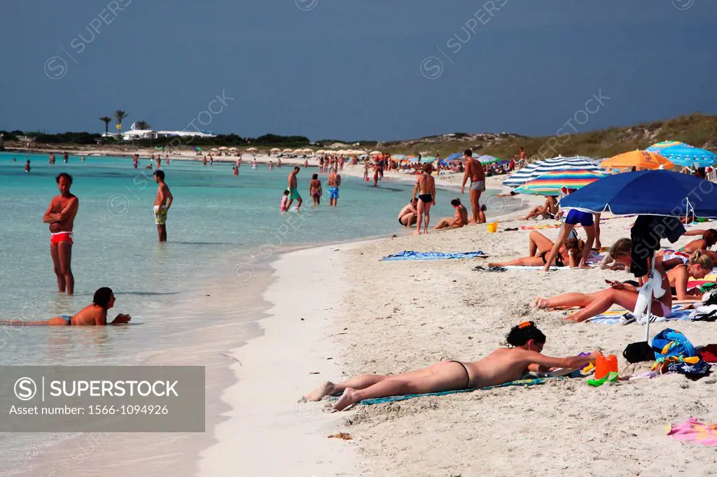 Beach Platja de ses illetes at Formentera, Balearic Islands