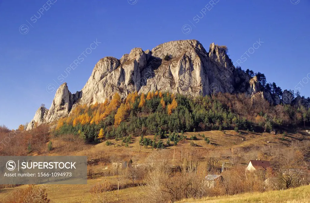 The limestone crag Vrsatske bralo at Vrsatske Podhradie, Biele Karpaty, Slovakia
