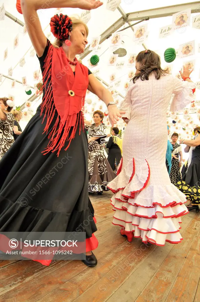 People dancing flamenco, April Fair, Barcelona. Catalonia, Spain
