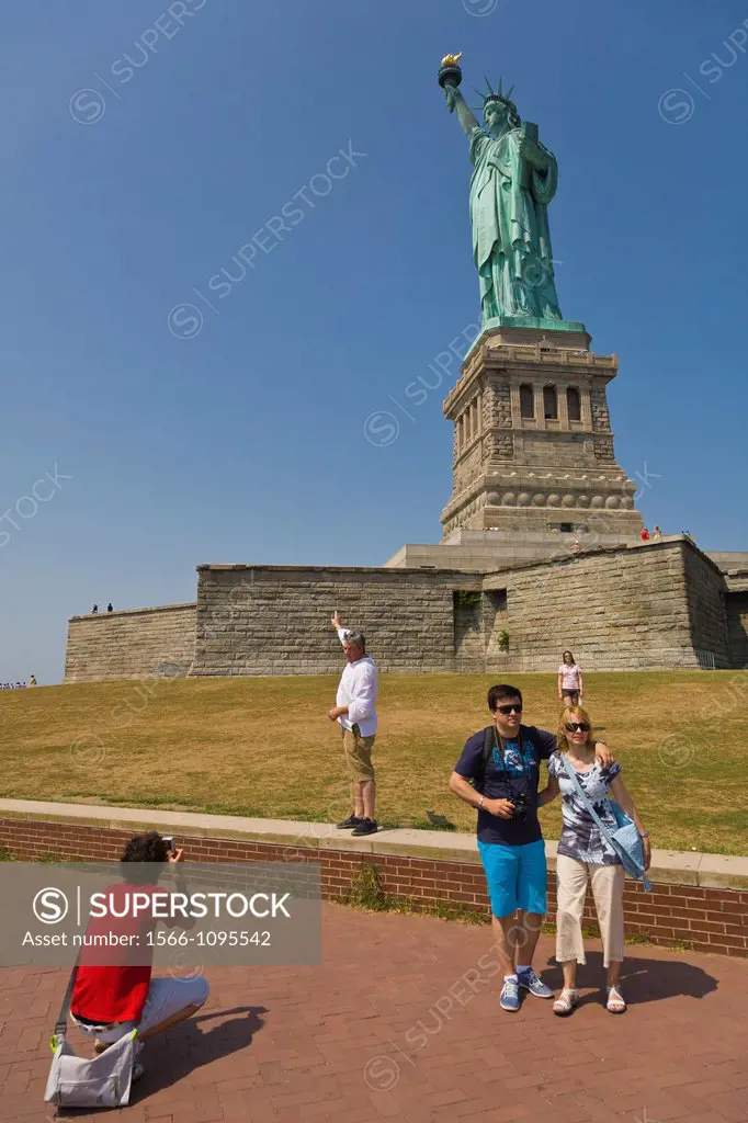 Tourists at Statue of Liberty in New York City